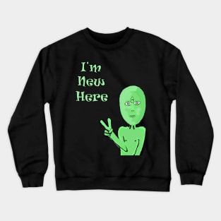 Peace Alien Little Green Vegan Martian Crewneck Sweatshirt